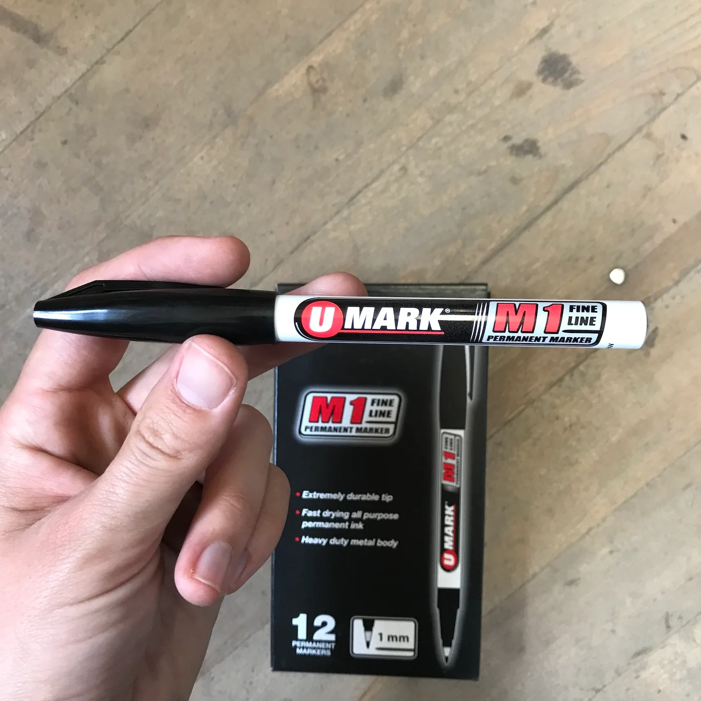 U Mark 1 Dozen Fine Line Black Permanent Markers M1 (10581) - Image 4